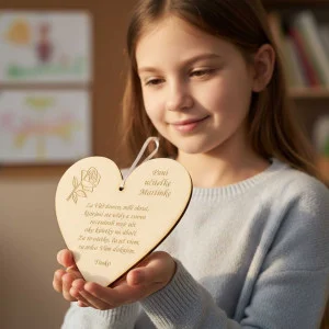 Wooden plaque 17cm - Thank you to Mrs. Teacher with a rose 2