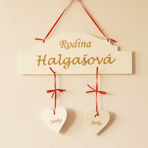 Holzschild FAMILIE Breite 30cm-2 Stücke Herzen