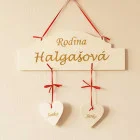 Wooden name tag FAMILY width 30cm-2 pieces hearts