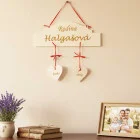 Wooden name tag FAMILY width 30cm-2 pieces hearts