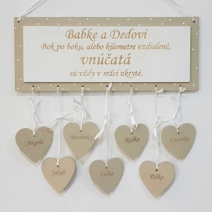 Tabuľka 30x15cm babke a dedkovi (do 7ks srdiečok)