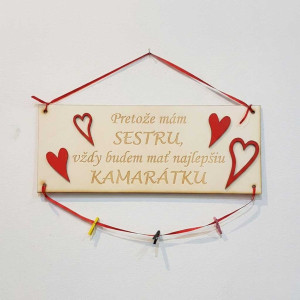 Holztafel 30x11cm Schwester - Freundin Farbe rot