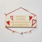 Holztafel 30x11cm Schwester - Freundin Farbe rot