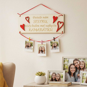 Holztafel 30x11cm Schwester - Freundin Farbe rot 2