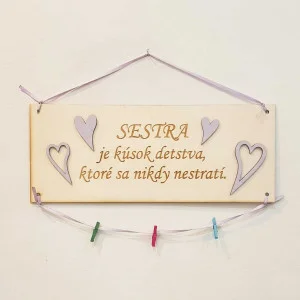 Drevená tabuľka 30x11cm Sestra farba fialová