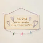 Drevená tabuľka 30x11cm Sestra farba fialová