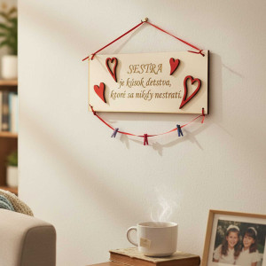 Holztafel 30x11cm in der Farbe Rot 2