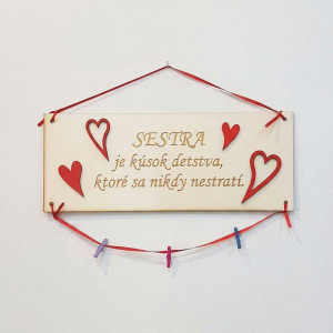 Holztafel 30x11cm in der Farbe Rot