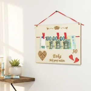 Môj prvý milión drevená tabuľka 30x22cm 2