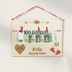 My first million wooden plaque 30x22cm