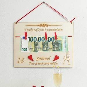 Your first million wooden plaque 30x22cm