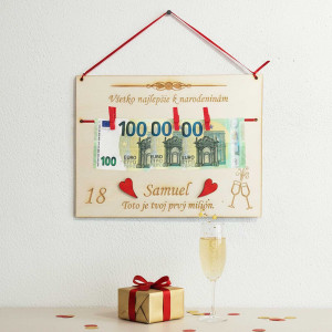 Your first million wooden plaque 30x22cm 2