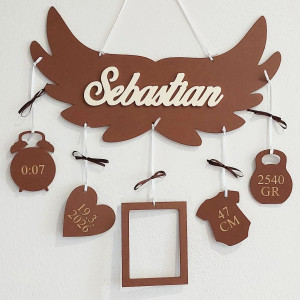 Gift for a newborn baby name on wings