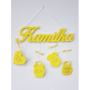 Wooden name on the wall  color yellow-light 2