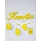 Drevené meno na stenu  farba žltá-svetlá