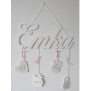 Wooden table with data, color white