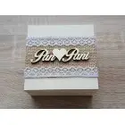 Svadobná krabička s širokou čipkou Pán a Pani prírodná