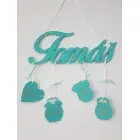 Drevené meno s údajmi farba tyrkysová