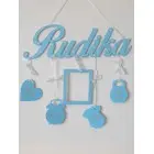 5 závesných doplnkov s menom farba modrá