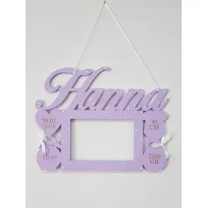 Wooden photo frame with details, color purple