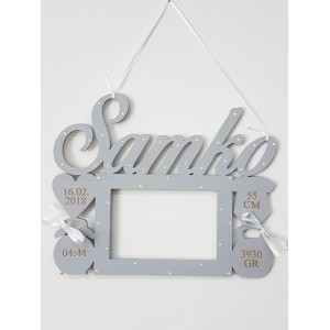 Beautiful photo frame with name color gray