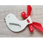 Wooden stroller brooch with the name-bird