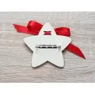 Wooden stroller brooch with the name-star