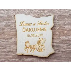 Wedding magnets A couple in a carriage 50x50x3mm