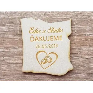 Svadobné magnetky A obrúčky v srdci 50x50x3mm