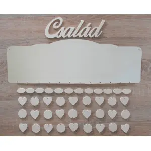 Wooden family calendar with clean edges type B with the inscription "Family or Calendar"