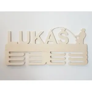 Držiak na medaily s menom rybár 45cm 2