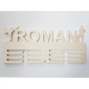 Medal hanger with the names karate and football 2