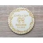 Svadobná magnetka vrúbkovaná manžel dáva srdiečko 55x3mm