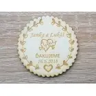 Magnetka svadobná vrúbkovaná holubice v srdci 55x3mm