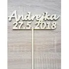 Drevený zápich meno a dátum šírka 17cm