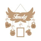 Name on wings with birth details