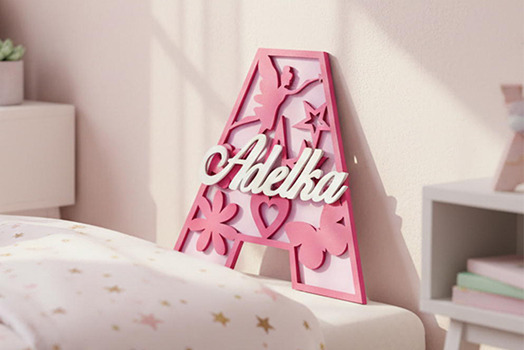 Drevené písmená s menom a obrázkami: osobná dekorácia do detskej izby